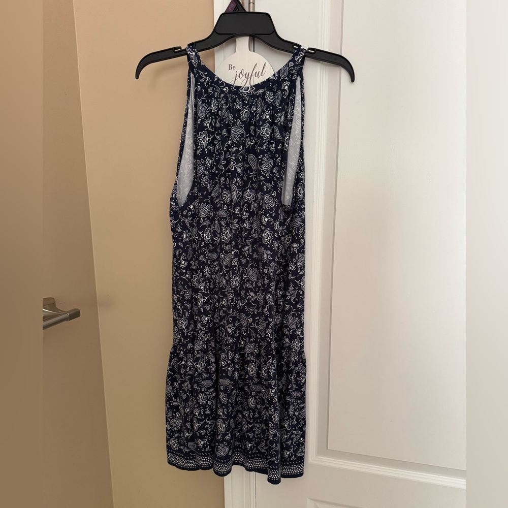 LOFT Navy and White Floral Dress